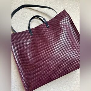 NEW Clare V Burgundy Woven Leather Simple Tote